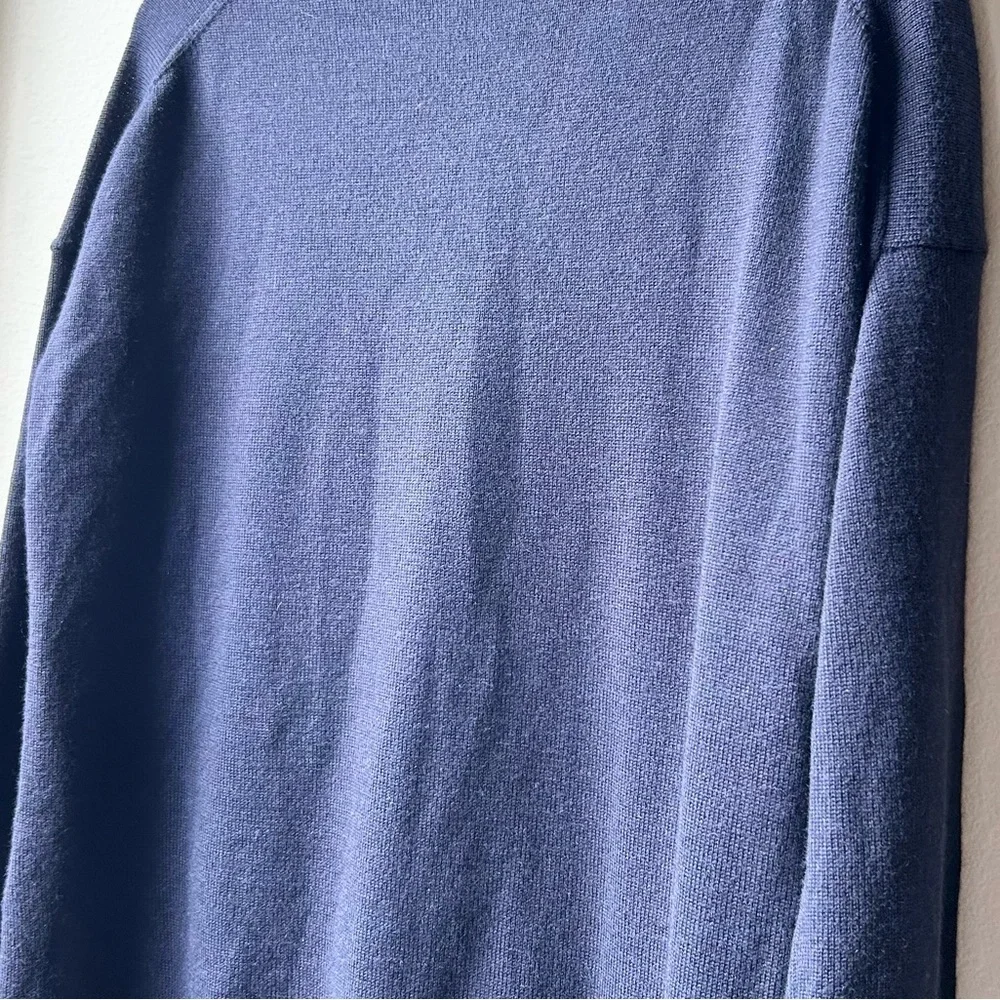 Aritzia Babaton Navy Blue Gunnar Pullover Knit Sweater Wool Step Hem Sz 2